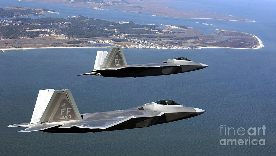 Two F-22 Raptors Fly In Formation Photograph