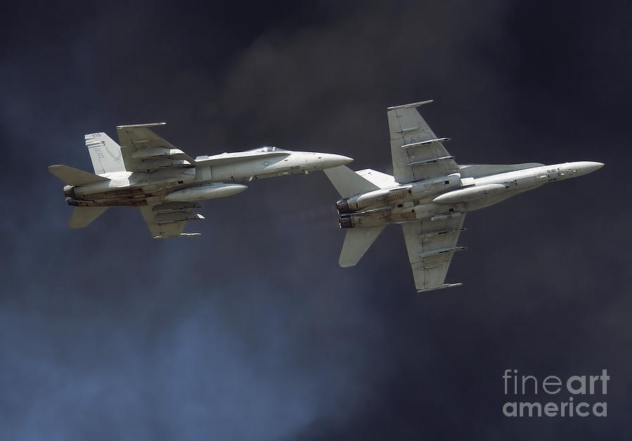 Two Fa-18c Hornets Perform A Carrier Photograph by Stocktrek Images
