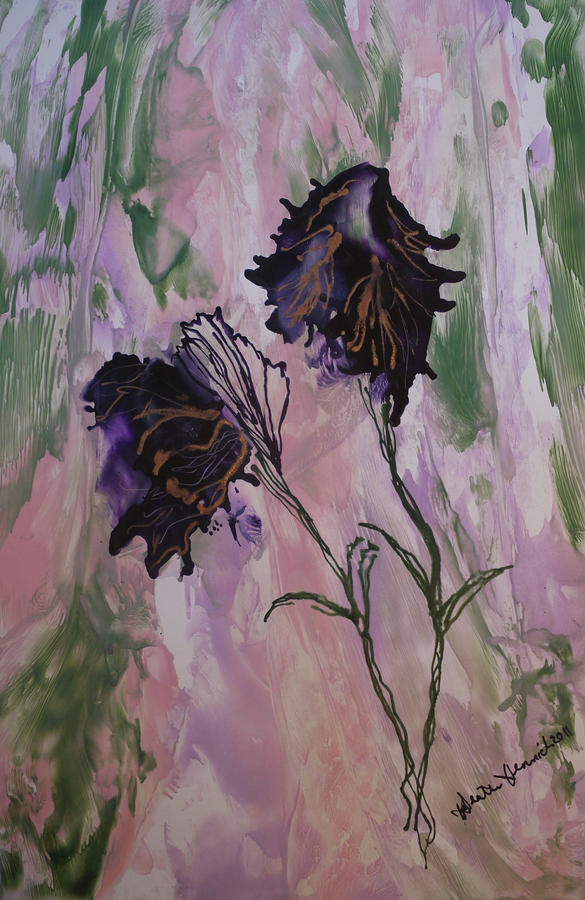 Two Flowers in Beeswax Painting by Heather Hennick
