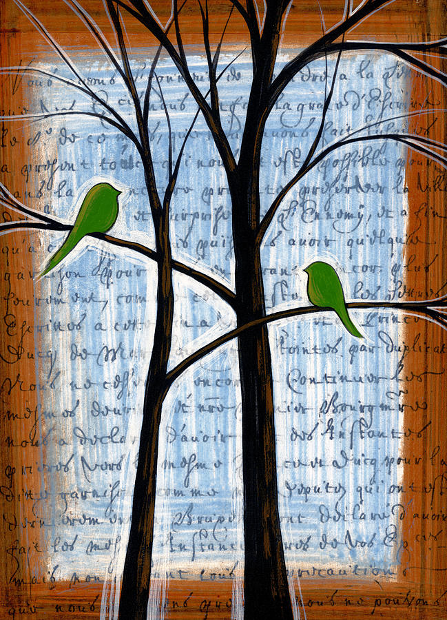 Bird Painting - Two for Trees by Amy Giacomelli