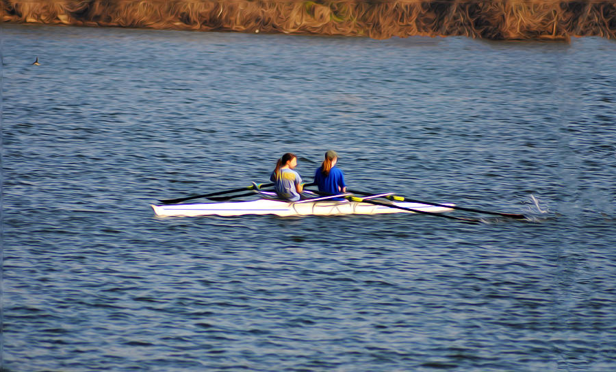 Philadelphia Photograph - Two Girls Rowing by Bill Cannon