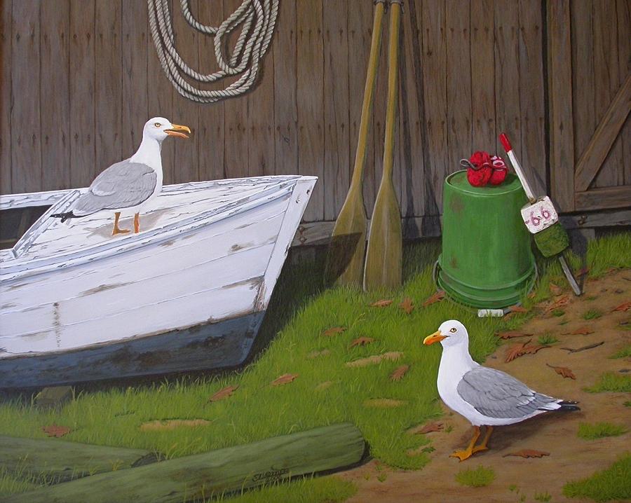 Seagull Painting - Two Gulls by Jim Ziemer