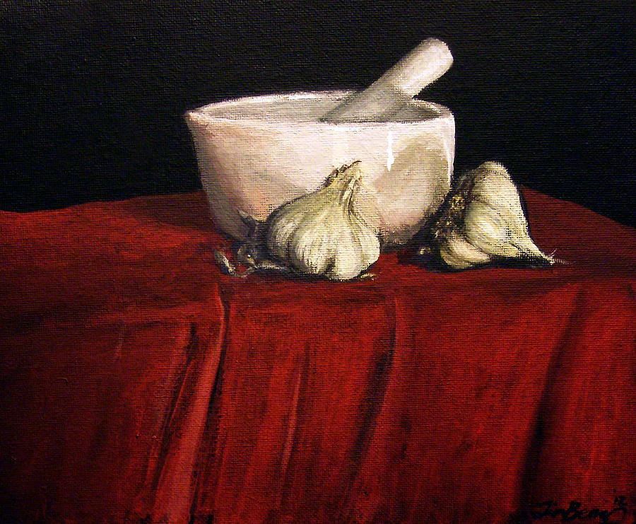 Garlic Painting - Two Heads of Garlic by Timothy Benz