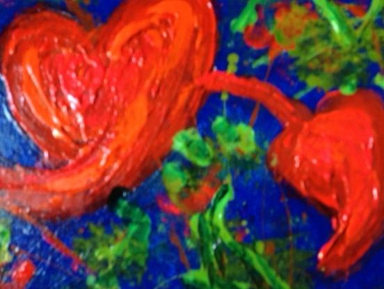 Abstract Painting - Two Hearts by Annette McElhiney