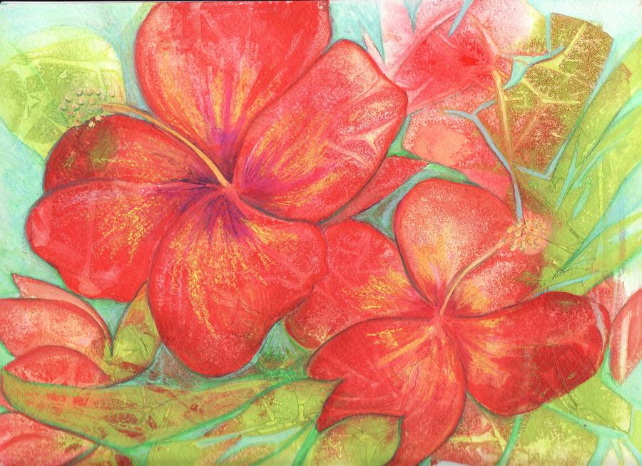 Two Hibiscus Blossoms Painting by Carla Parris