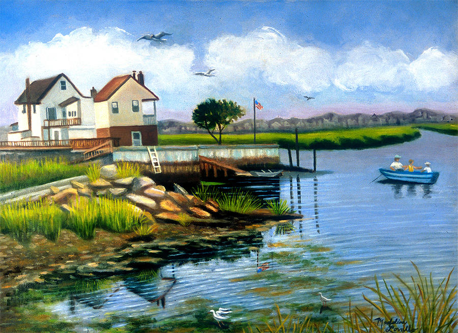 Two Houses In Broad Channel Painting by Madeline  Lovallo