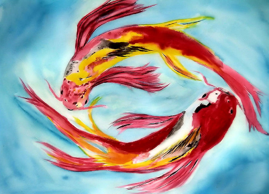 Two Koi for Words Painting by Alethea M