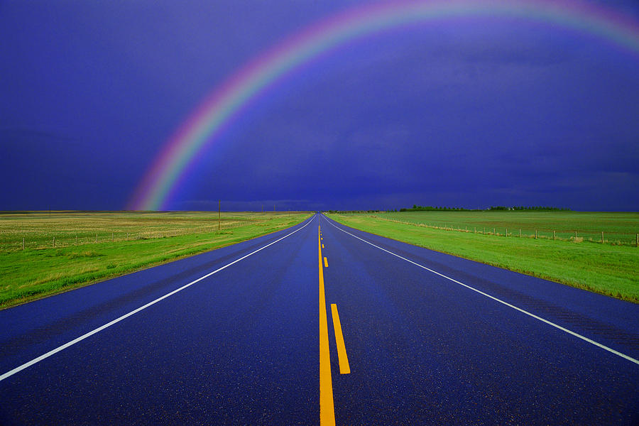 Two-lane Road In Country On Rainy Day Photograph by Don Hammond