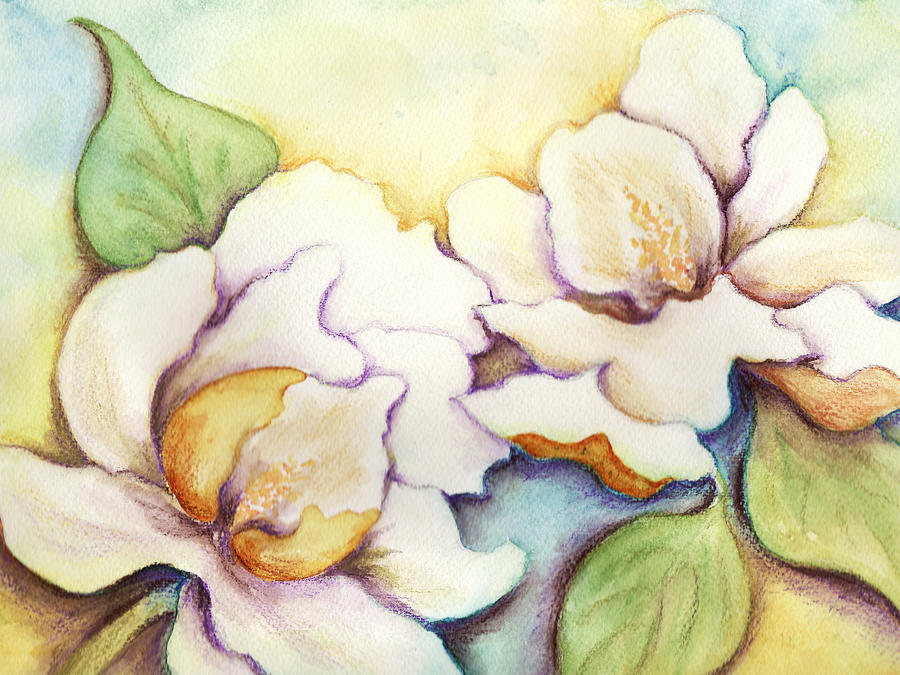 Two Magnolia Blossoms Painting by Carla Parris