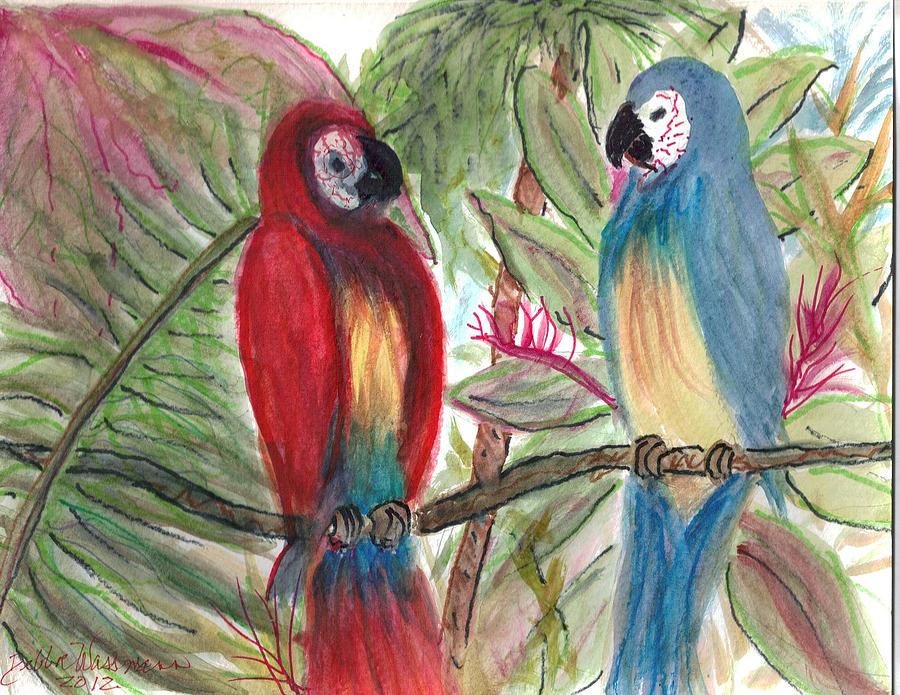 Two Parrots Painting by Debbie Wassmann - Fine Art America