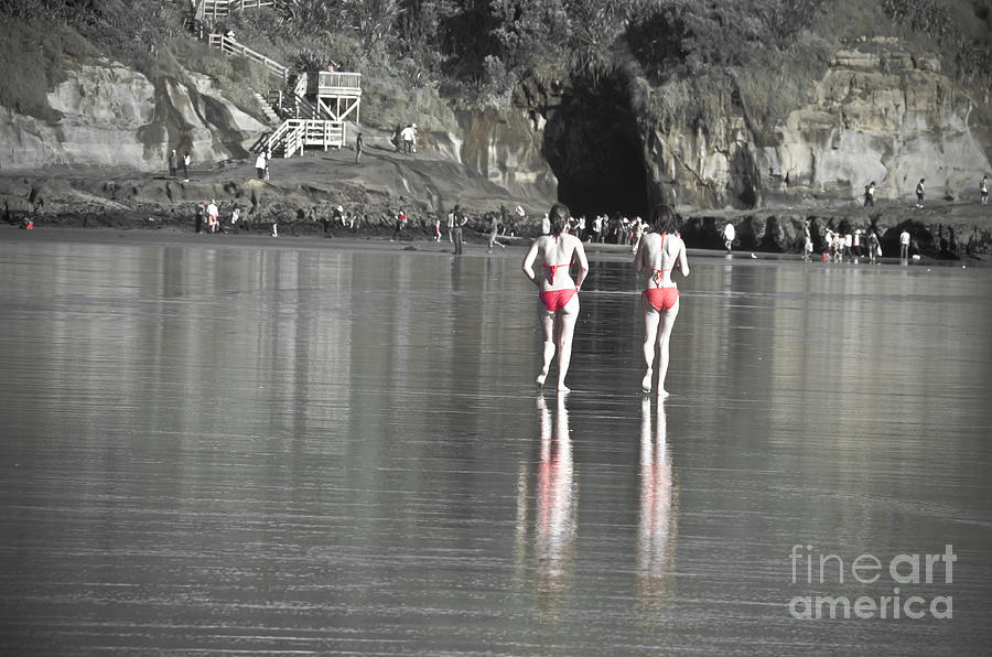 Two red bikinis On the Beach Photograph by Yurix Sardinelly