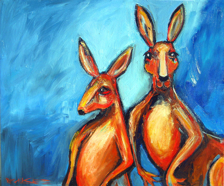 Two Roos Painting by Leanne Wilkes