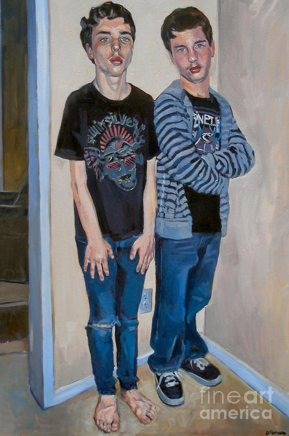 Two Thirds Portrait of Eric and Ryan Painting by Deb Putnam