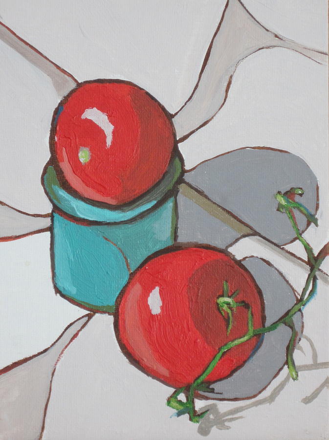 Two Tomatoes Painting by Sandy Tracey