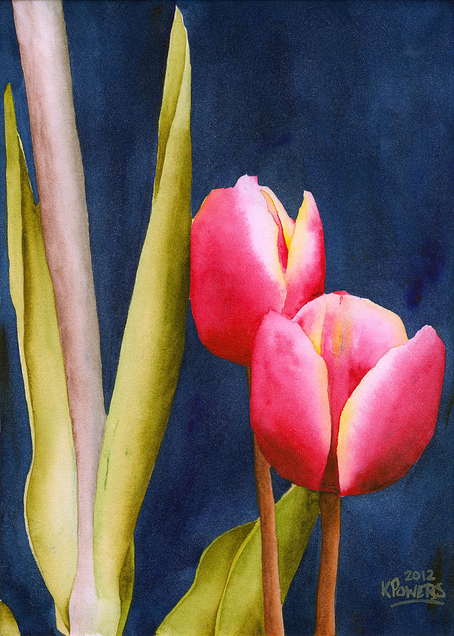 Two Tulips Painting by Ken Powers