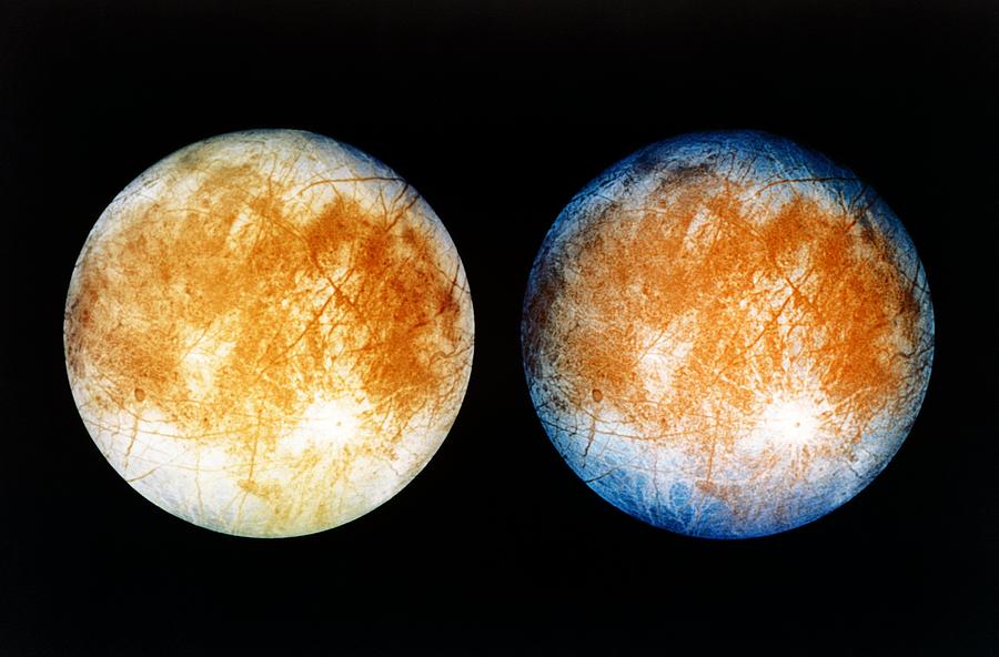Planet Photograph - Two Views Of Europa From The Galileo Spacecraft by Nasa