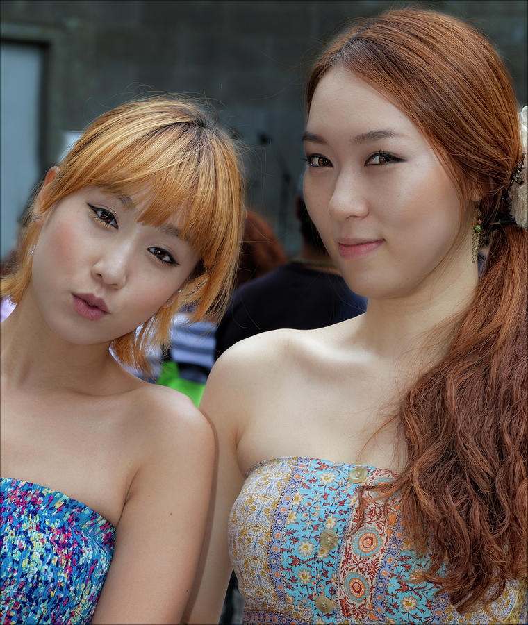 Two Young Korean Women Korea Day Nyc 2011 Photograph by