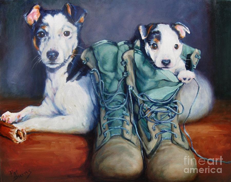 Boot Painting - Tybee and Scout by Pat Burns