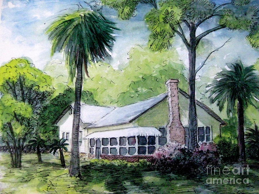 Tybee Island Home Painting by Gretchen Allen