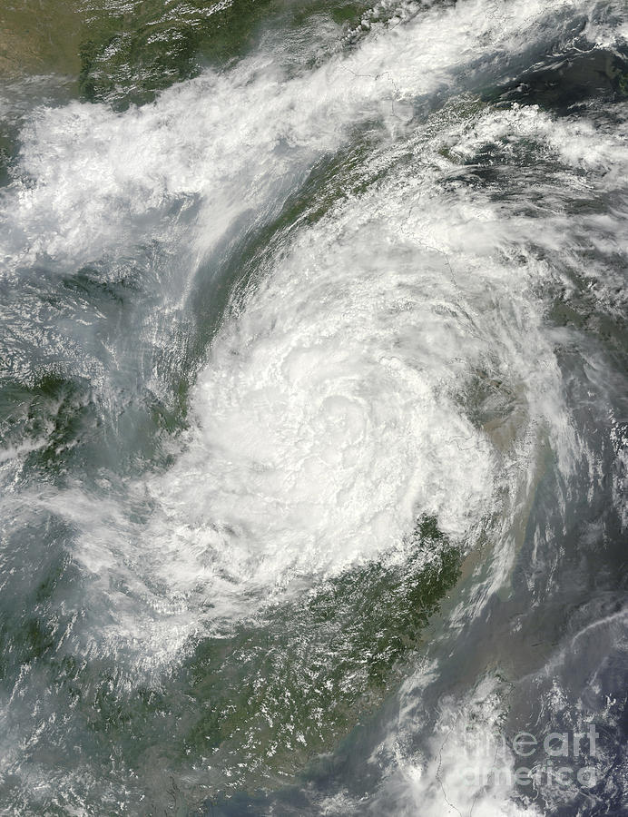 Space Photograph - Typhoon Haikui Makes Landfall by Stocktrek Images