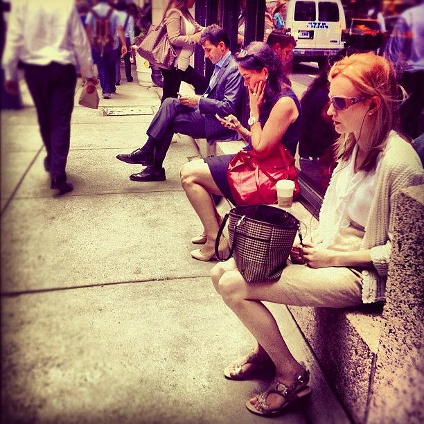Peoplewatching Photograph - Typical Spaced Out New Yorkers by Missy Lane