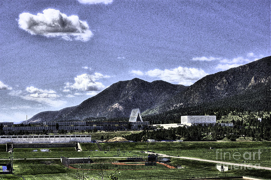 United States Air Force Academy Photograph - U S A F A Practice Fields in fresco by David Bearden