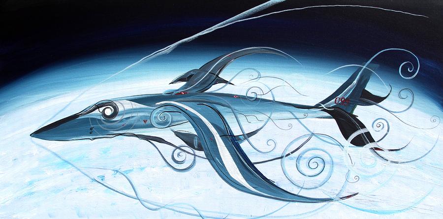 U2 SpyFish - Spy Plane as Abstract Fish - Painting by J Vincent Scarpace