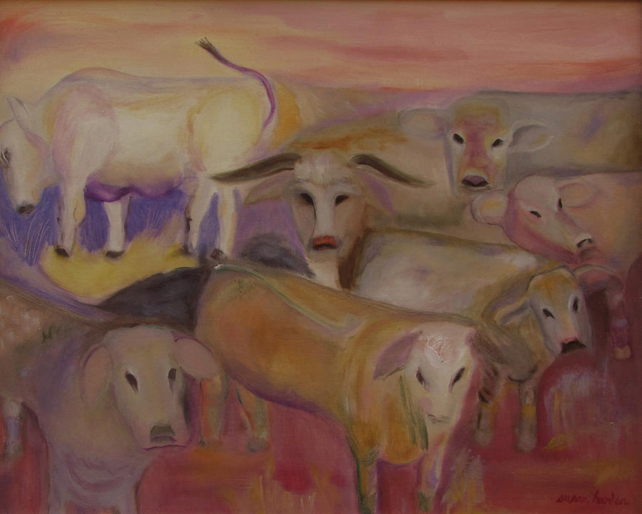 Cows Painting - Udderly Different by Susan Hanlon Cows Painting - Udderly Different by Susan Hanlon