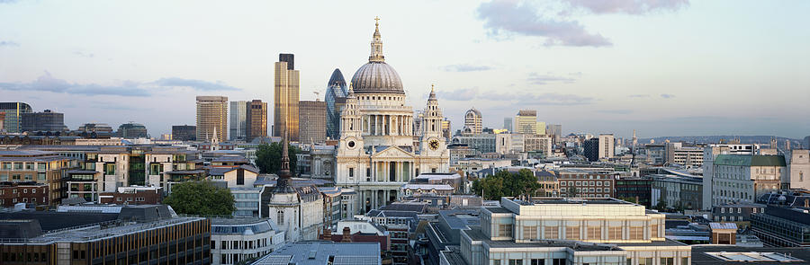 Uk, London, St Paul's Cathedral In Cityscape by Allan Baxter