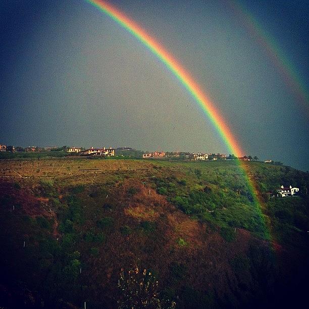 Nature Photograph - Unbelievable Double Rainbow Right Below by Loghan Call
