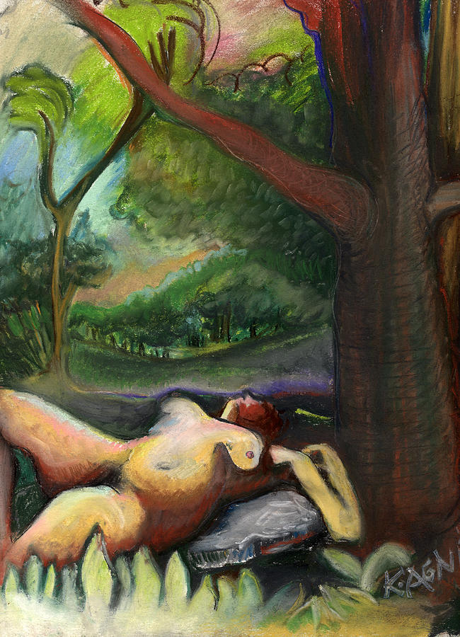 Nude Pastel - Under A Tree by Karen Kratzer