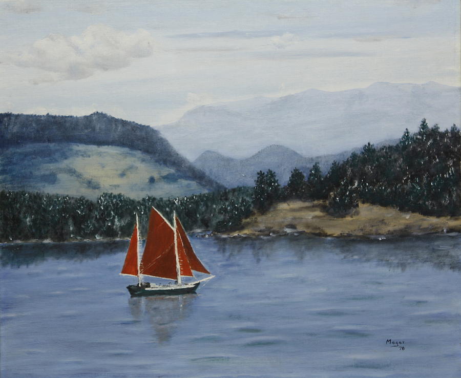 Oil Painting - Under Sail in the San Juans by Alan Mager