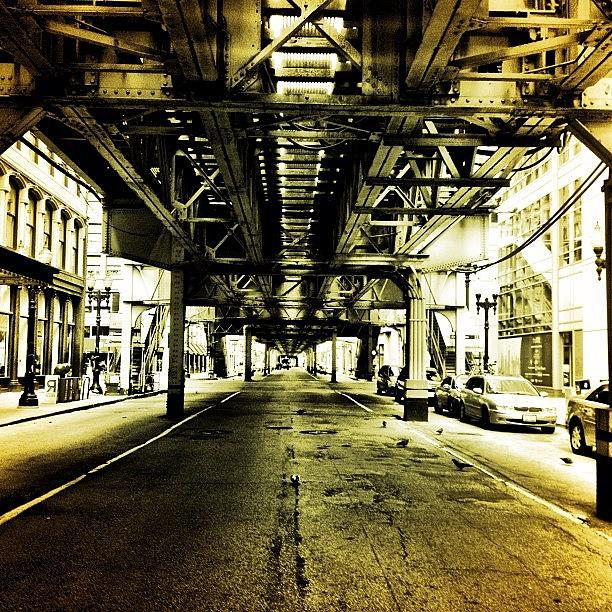 Chicago Photograph - Under The L #train #chicago #el by David Sabat