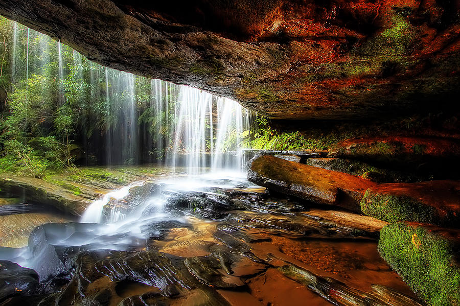 Waterfall Photograph - Under the Ledge by Mark Lucey