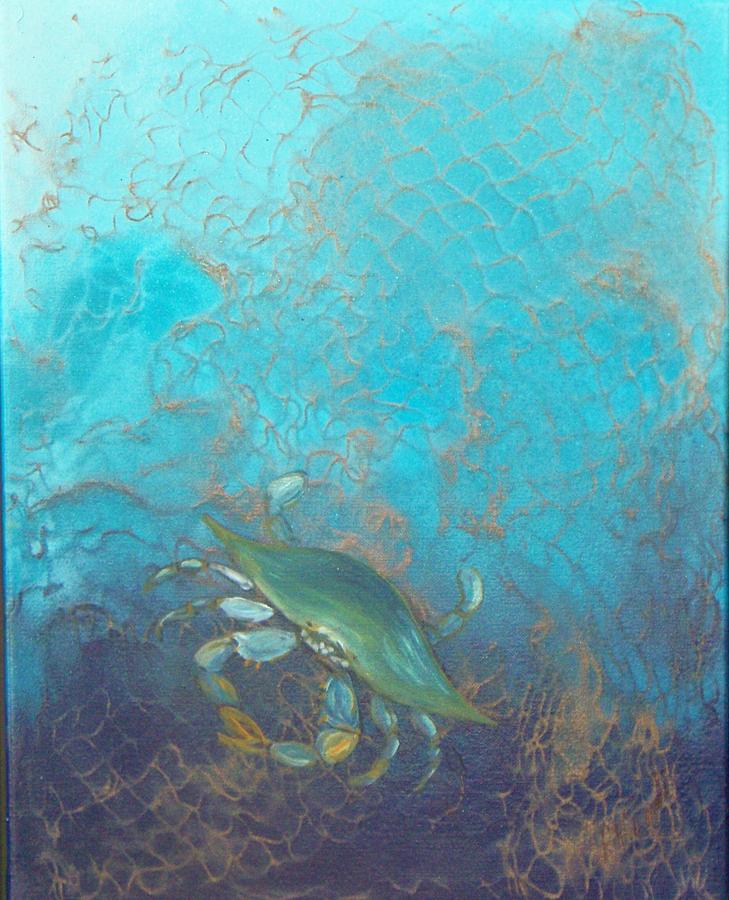 Underwater Blue Crab Painting by Lynda McDonald