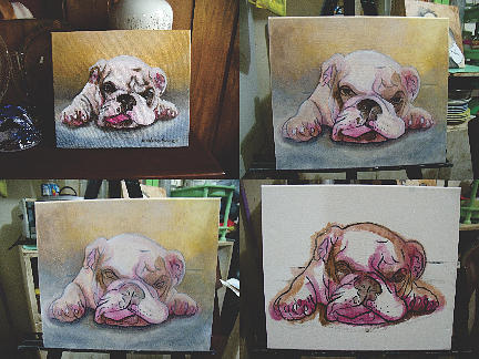Bulldog Painting - Unfinished Burp by Dindin Coscolluela