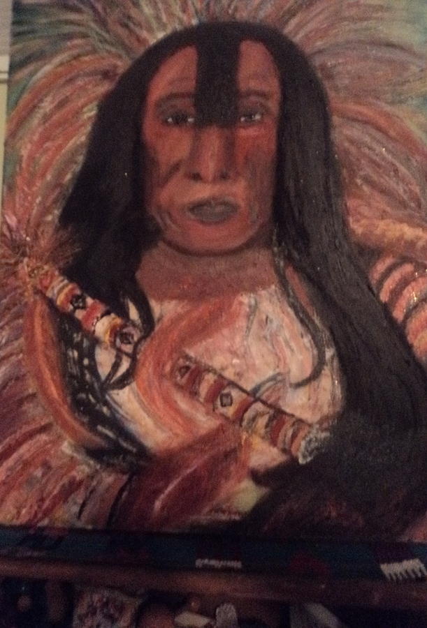 Incomplete Painting - Unfinished Native American Chief Portrait by Anne-Elizabeth Whiteway