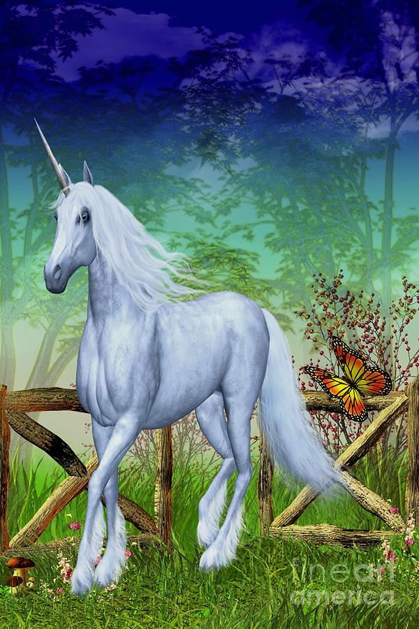 Unicorn And Butterfly Digital Art by Smilin Eyes Treasures