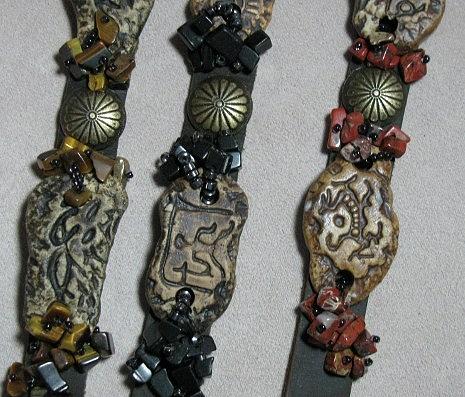 Leather Jewelry - Unisex Bracelets In Retrospect by Annette Tomek