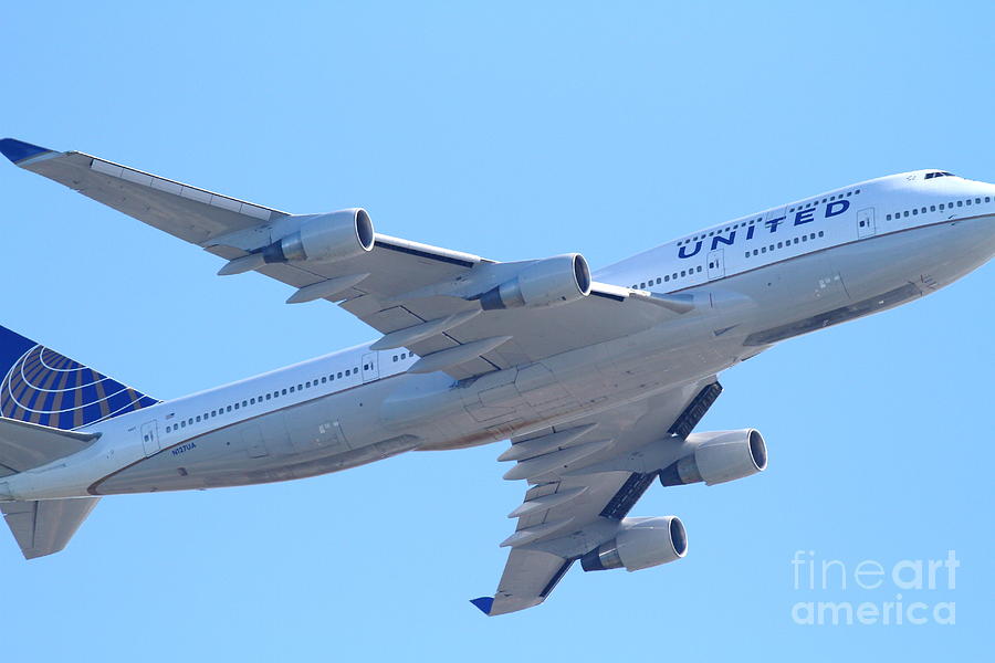 Transportation Photograph - United Airlines Boeing 747 . 7D7838 by Wingsdomain Art and Photography