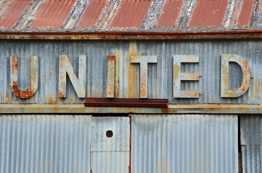 Sign Photograph - UNITED Rusted Metal Sign by Nikki Smith