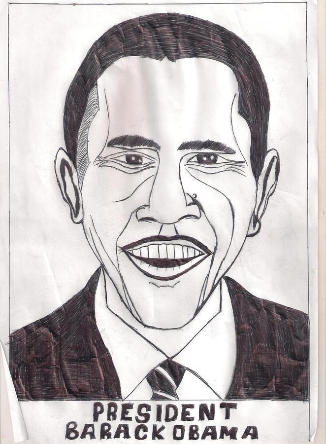 Duck Drawing - United State President Barack Obama by Ademola kareem oshodi