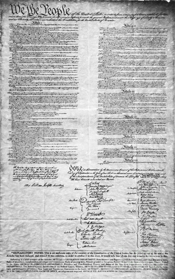 United States Constitution Photograph by Photo Researchers