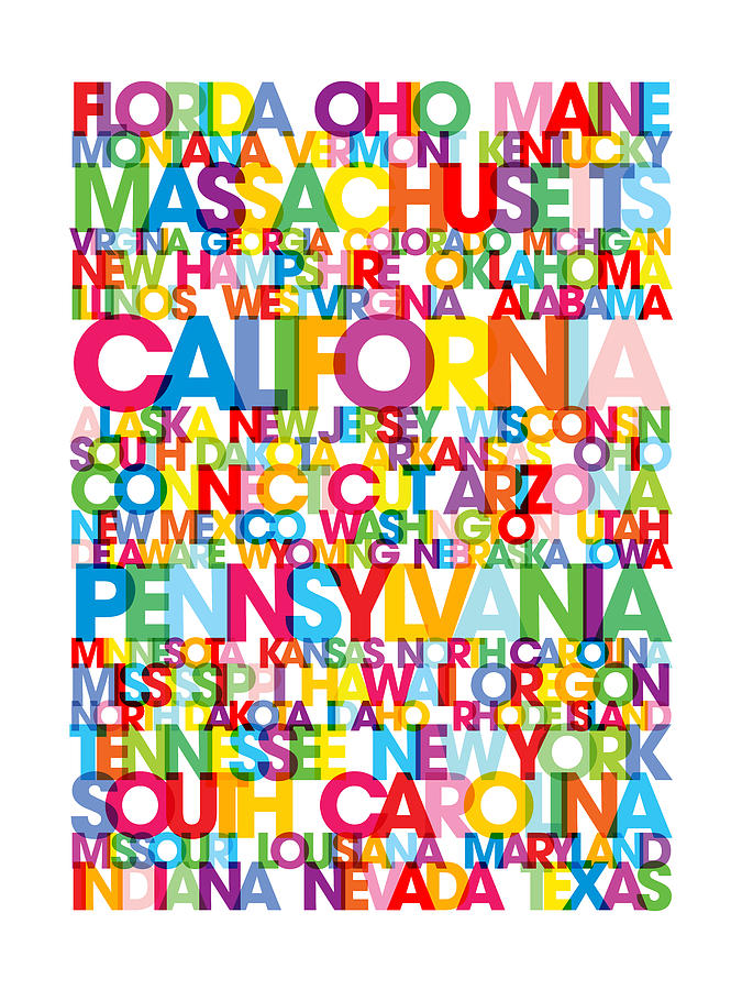 Usa Map Digital Art - United States USA Text Bus Blind by Michael Tompsett