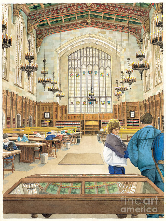 University Of Michigan Painting - University of Michigan Law Library by Katherine Larson