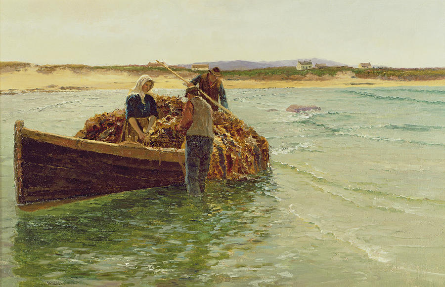 Charles William Bartlett Painting - Unloading Kelp Weed  by Charles William Bartlett