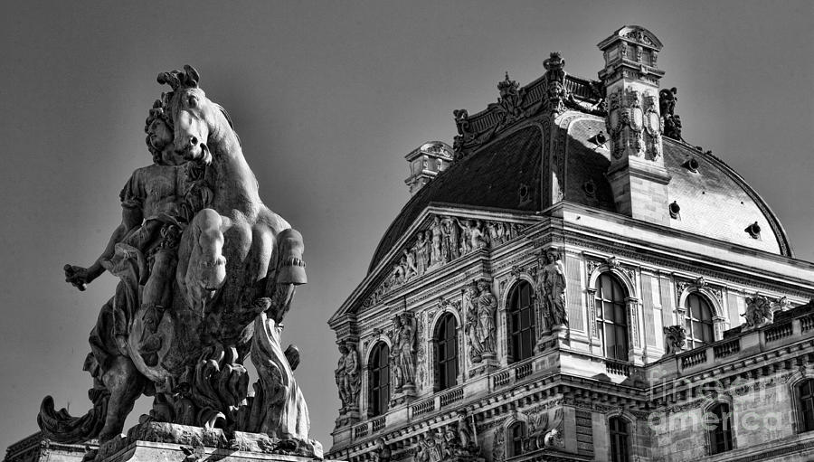 Up Close Louvre BW Photograph by Chuck Kuhn