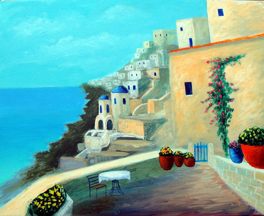 Up High On The Mediterranean Painting by Larry Cirigliano