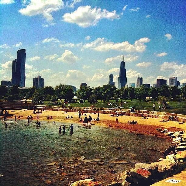 Chicago Photograph - Urban Beach #beach #chicago by David Sabat