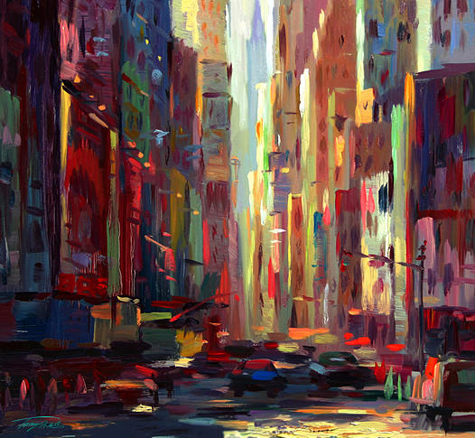 City Street Painting - Urban impression by Tony Song